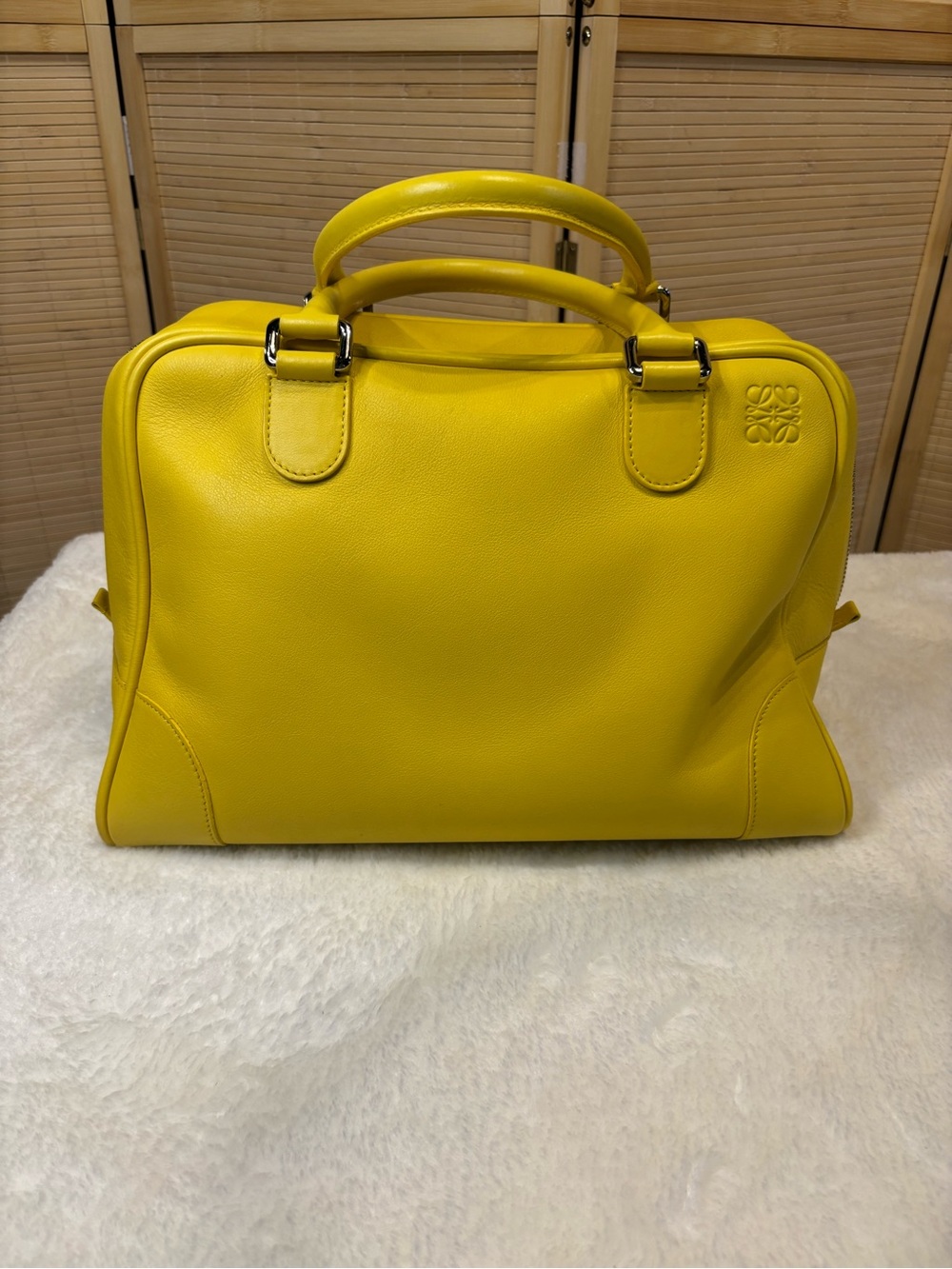 Loewe Bright Yellow Leather Structured Top-Handle Bag